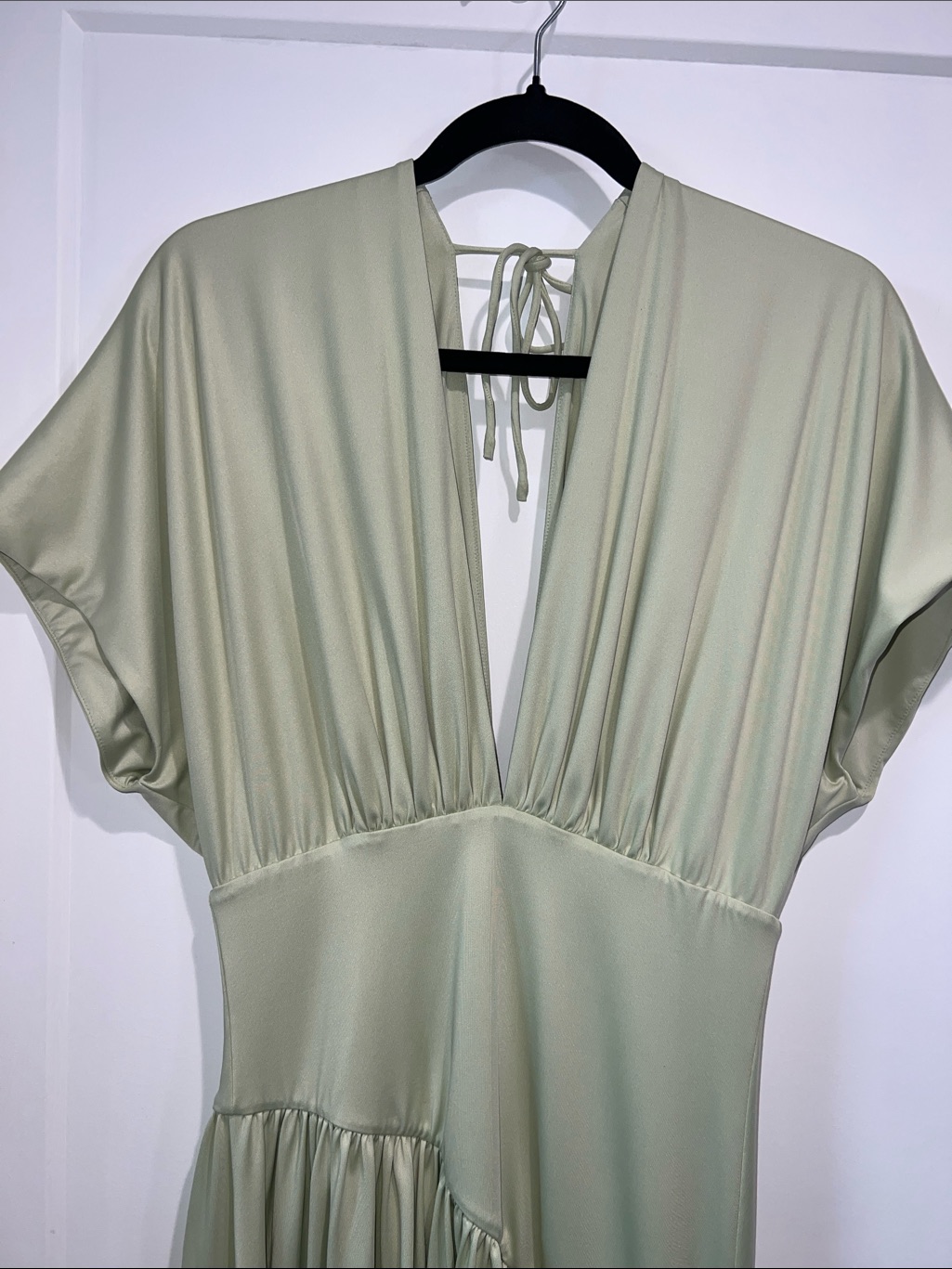 Delfi Collective Sade Asymmetric Maxi Dress Elegant Sage Green V-Neck — image 7 of 8